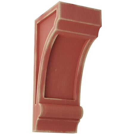 Ekena Millwork 3 1/4"W x 4"D x 8"H Diane Recessed Wood Vintage Decor Corbel, Salvage Red CORWD03X04X08DIRD